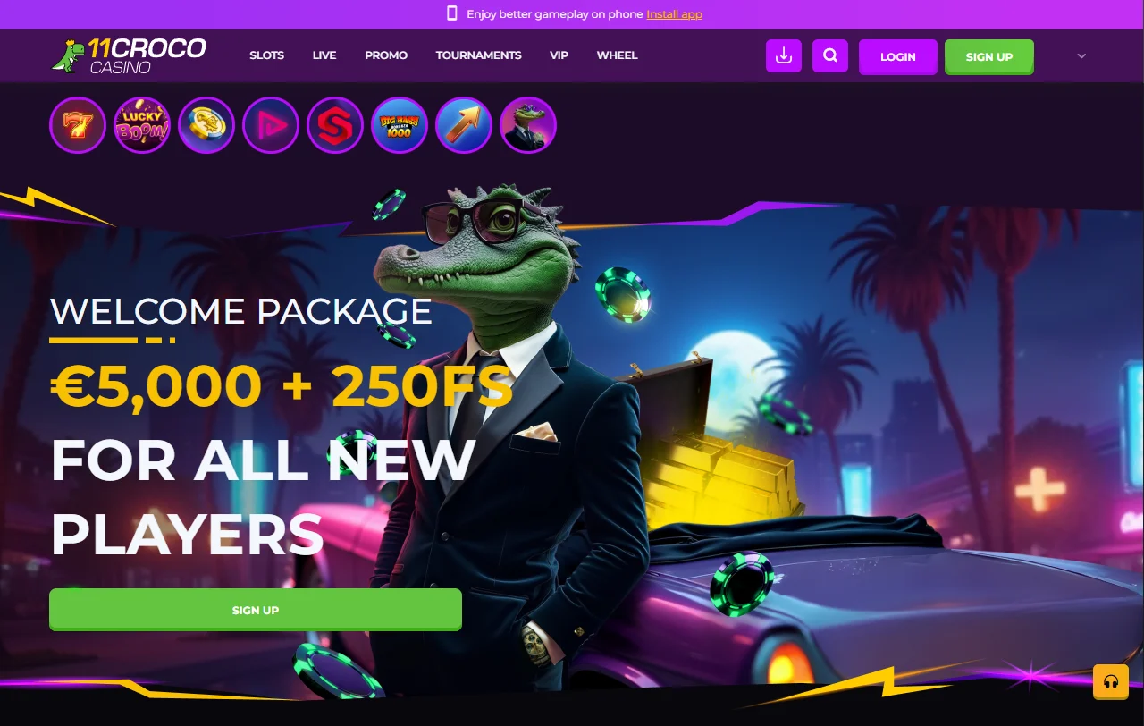 11Croco Casino desktop platform overview showing complete feature set and game library access