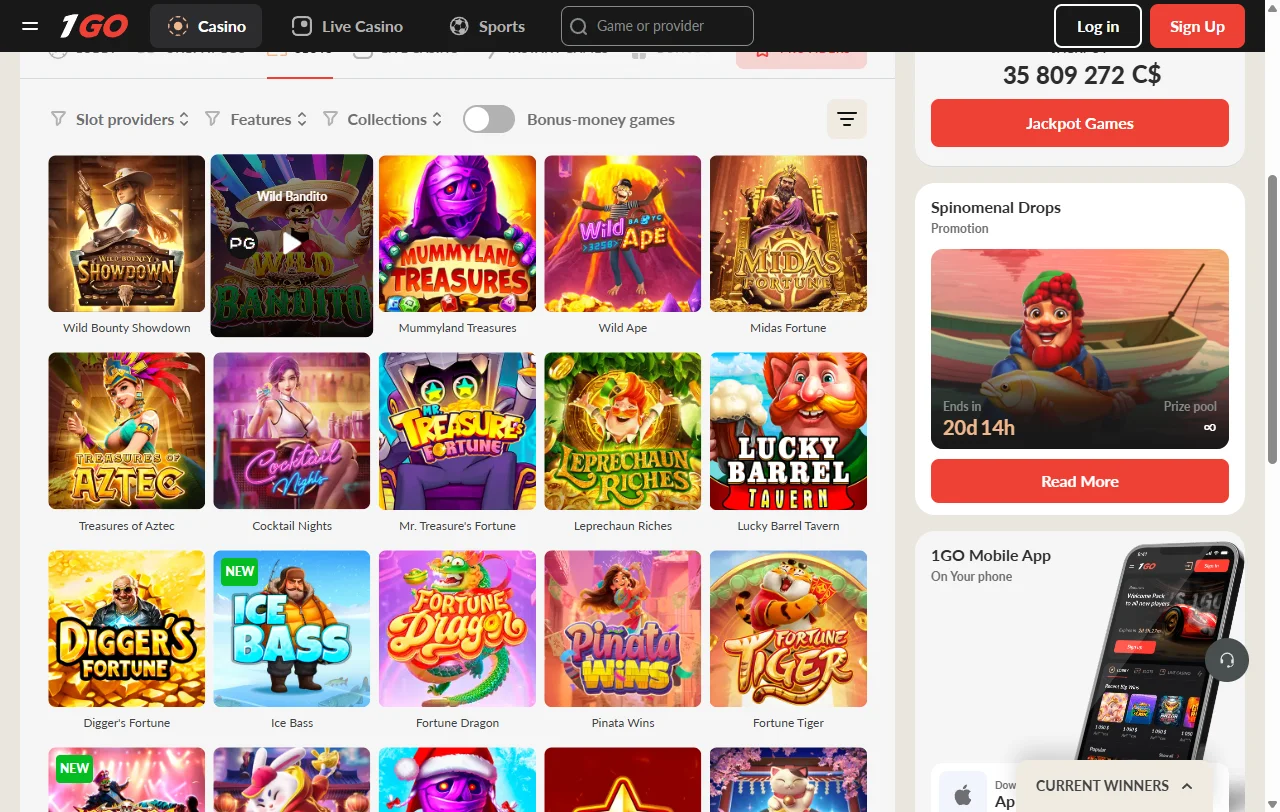 Welcome bonus and promotional offers available to new players at 1Go Casino