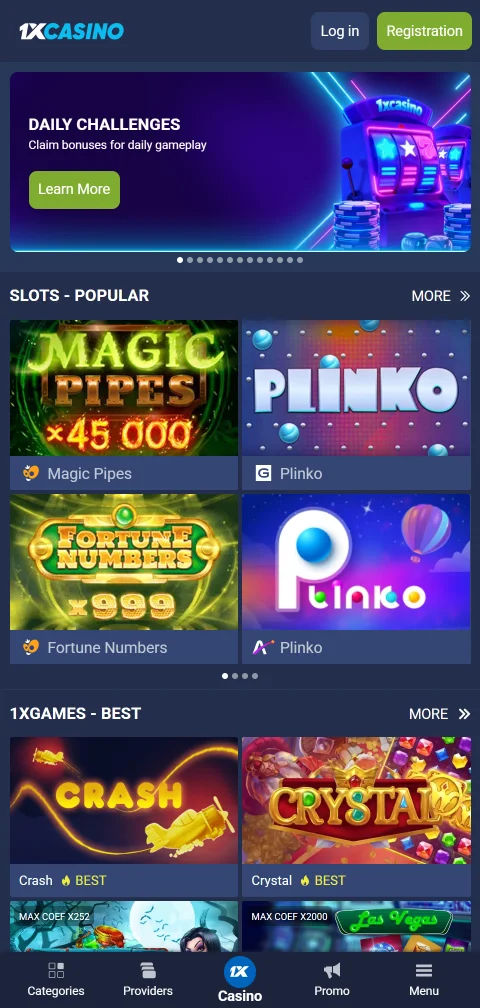 1xCasino mobile browser platform providing full gaming access on smartphones and tablets