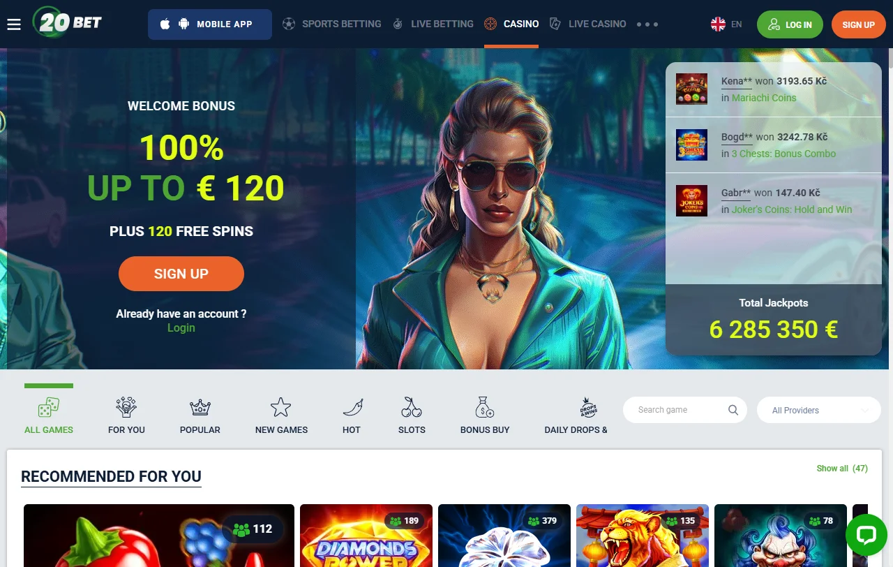 20bet Casino welcome bonus structure offering 100% match up to 500 AUD with transparent wagering requirements and free spins