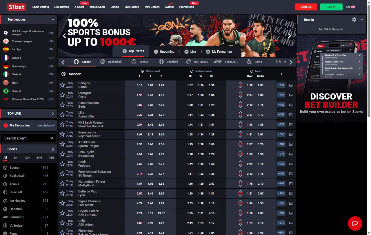 31bet Casino platform overview showing main lobby, game categories, and account dashboard interface
