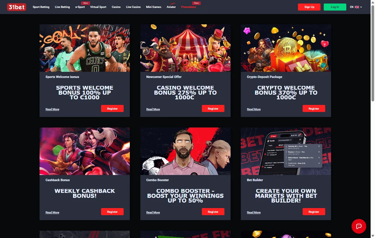 31bet Casino welcome bonus offer details and promotional terms for first-time deposit incentive