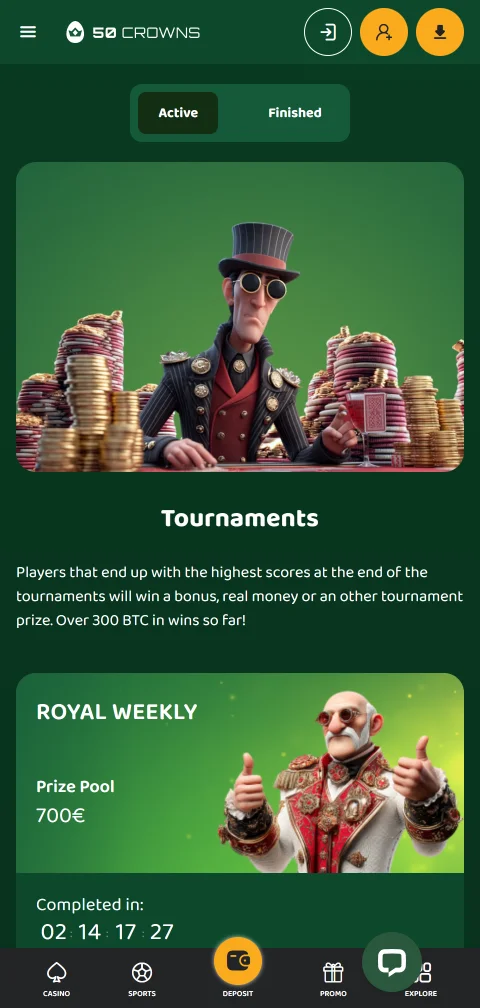 50 Crowns Casino mobile gaming platform optimized for responsive browser access on smartphones and tablets