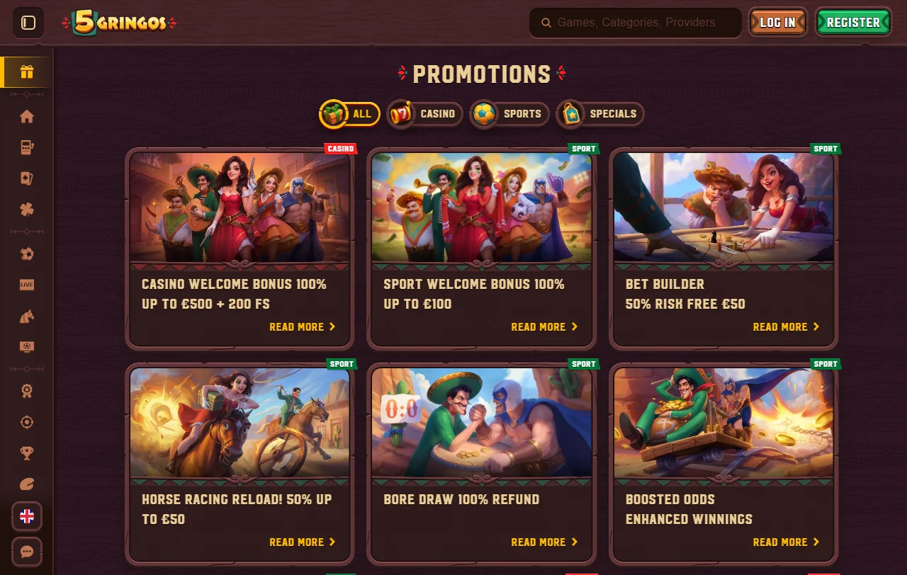 5Gringos Casino game collection featuring Pragmatic Play slots and Evolution Gaming live dealer tables
