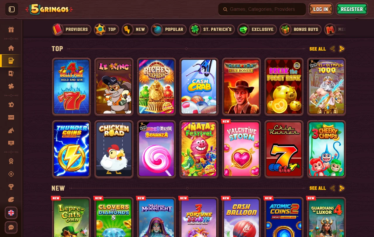 Welcome bonus structure at 5Gringos Casino offering 200% match and free spins for new players