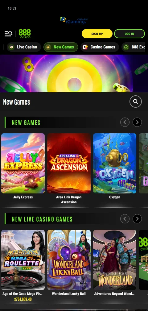 Payment options and withdrawal methods integrated into 888 Casino mobile platform interface