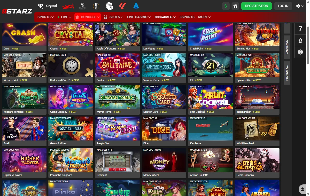 Welcome bonus promotions and ongoing offers available at 888Starz Casino