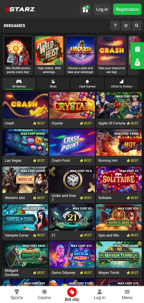 Deposit and withdrawal payment methods supported at 888Starz Casino