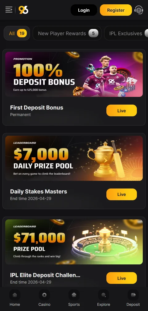 Payment options and withdrawal processing at 96 Casino Australia supporting multiple methods