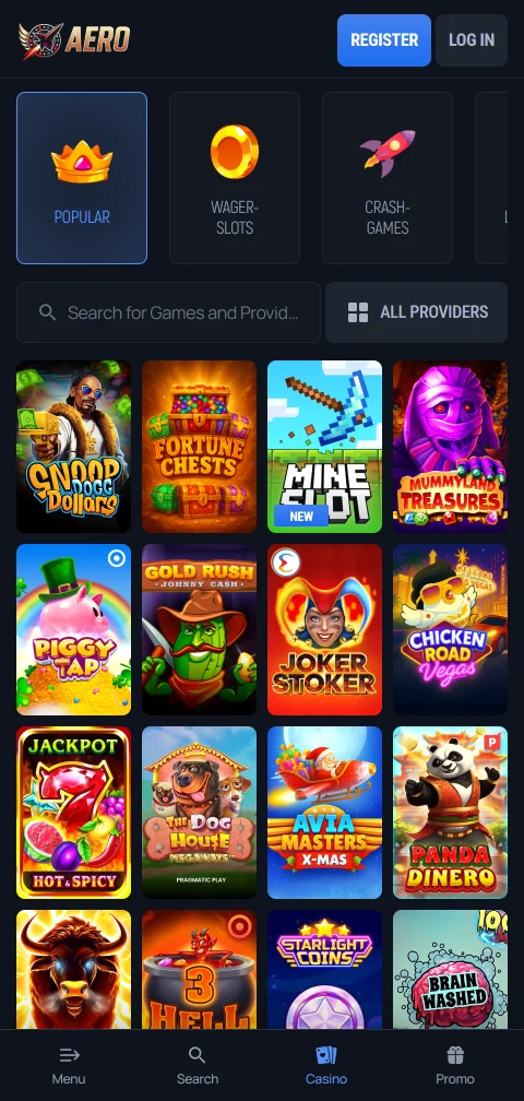 AeroBet Casino security features including licensing information and responsible gaming controls