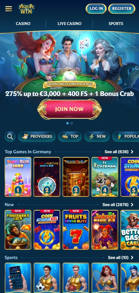 Responsive mobile experience at Aquawin Casino with full game access via browser on iPhone and Android devices