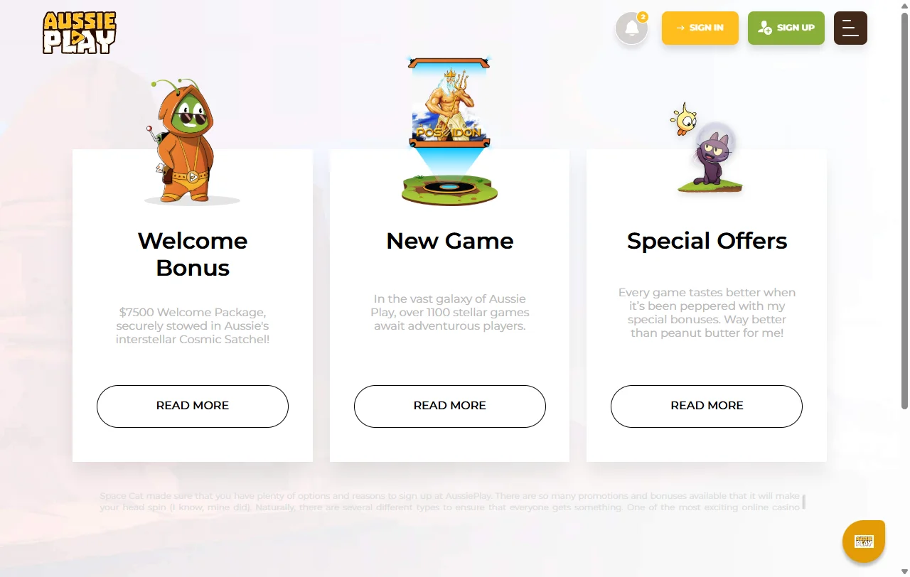 Welcome bonus and promotional offers structure at Aussie Play Casino including terms