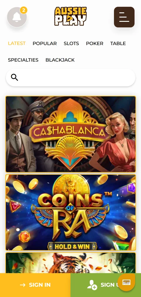 Deposit and withdrawal payment methods available through Aussie Play Casino mobile interface