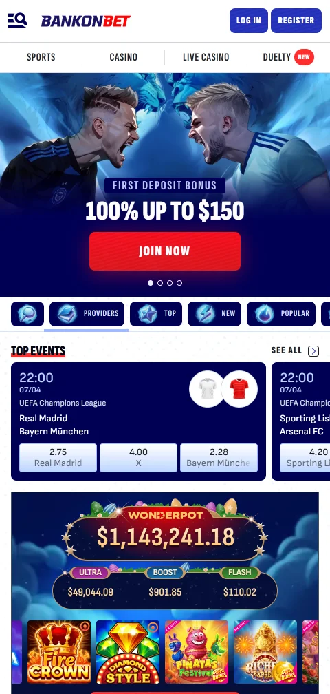 Mobile-optimised BankonBet Casino platform enabling full gaming access on smartphones and tablets