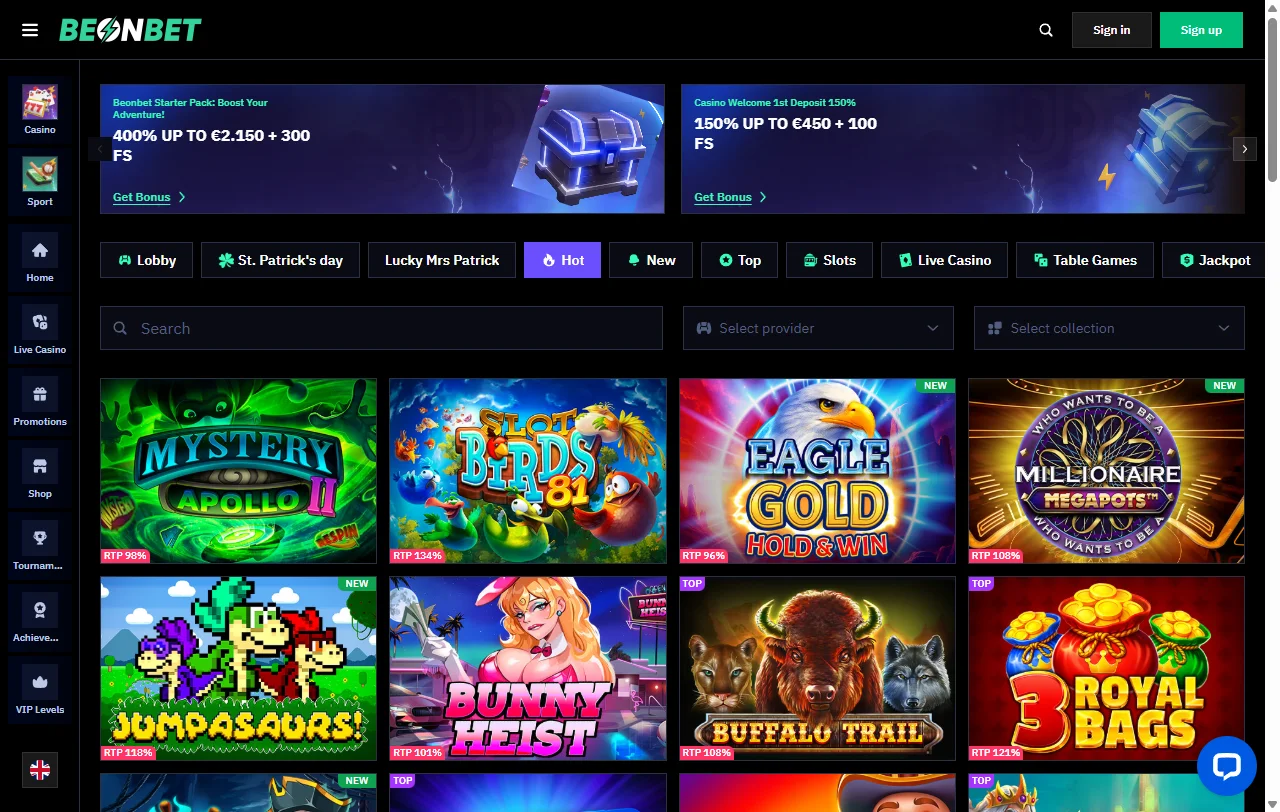Welcome bonus and promotional offers at BeonBet Casino