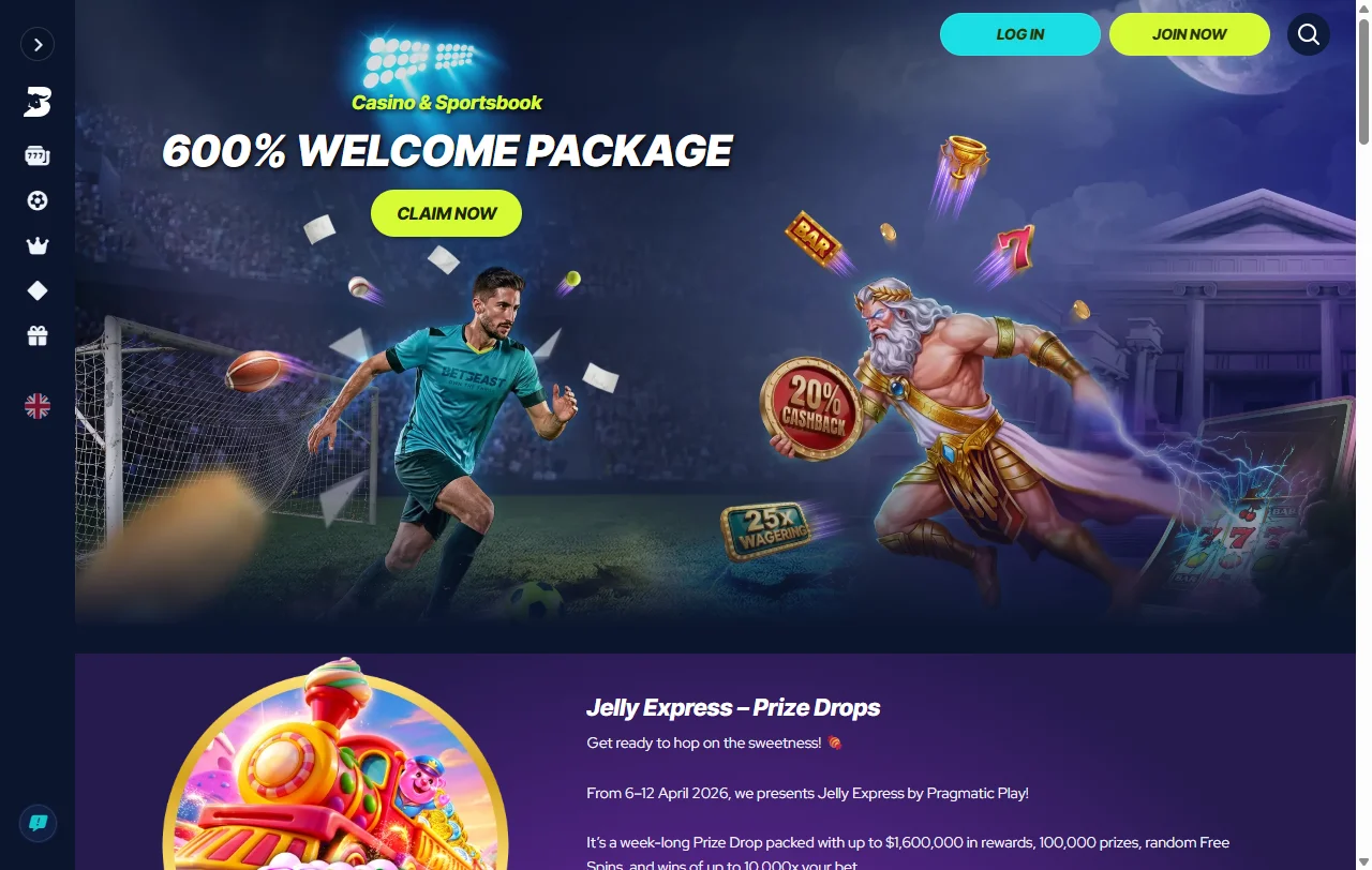 BetBeast Casino desktop platform review showing complete game library and interface layout for Australia players