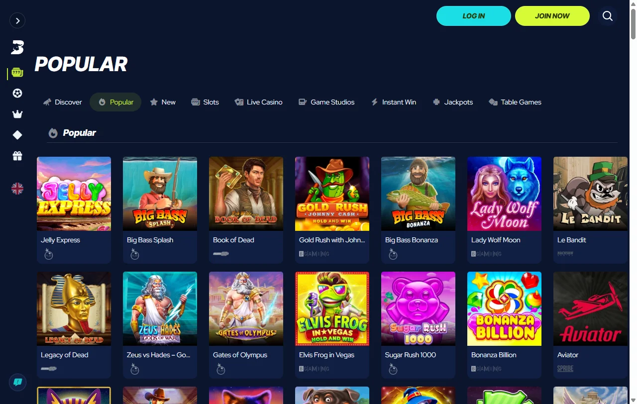 Online slots and table games selection at BetBeast Casino with Pragmatic Play and Evolution Gaming titles