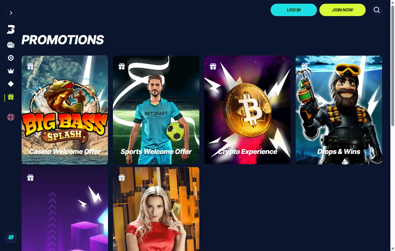 Welcome bonus offers and promotional features available at BetBeast Casino for new player registration