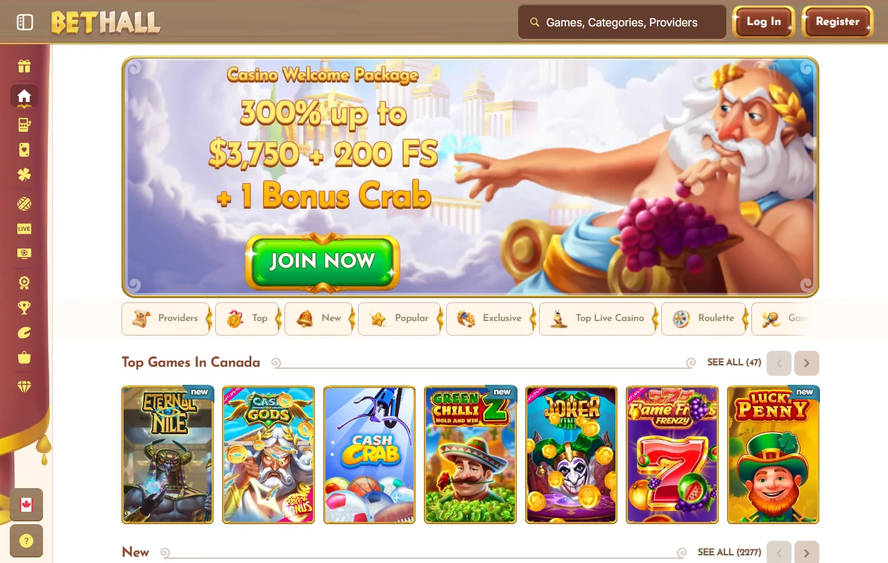 Complete BetHall Casino review showing comprehensive platform features and game library access for Australian players