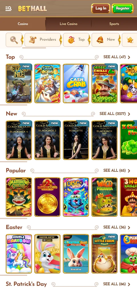 BetHall Casino banking interface showing deposits, withdrawals and payment methods available to Australian players