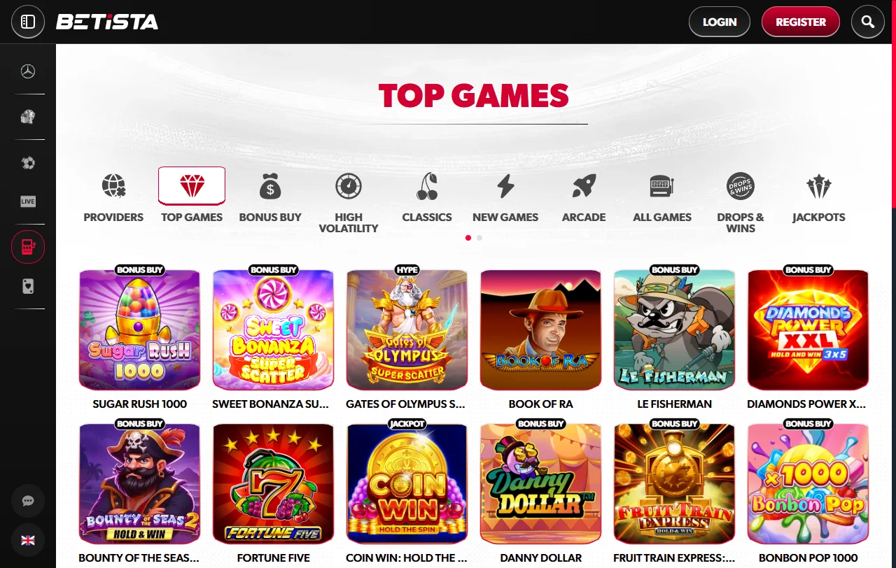 Betista Casino game library featuring 3,500+ slots and table games from Evolution Gaming and Pragmatic Play