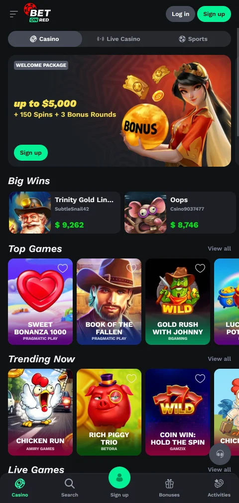 Payment options and withdrawal processing interface for BetOnRed Casino mobile platform