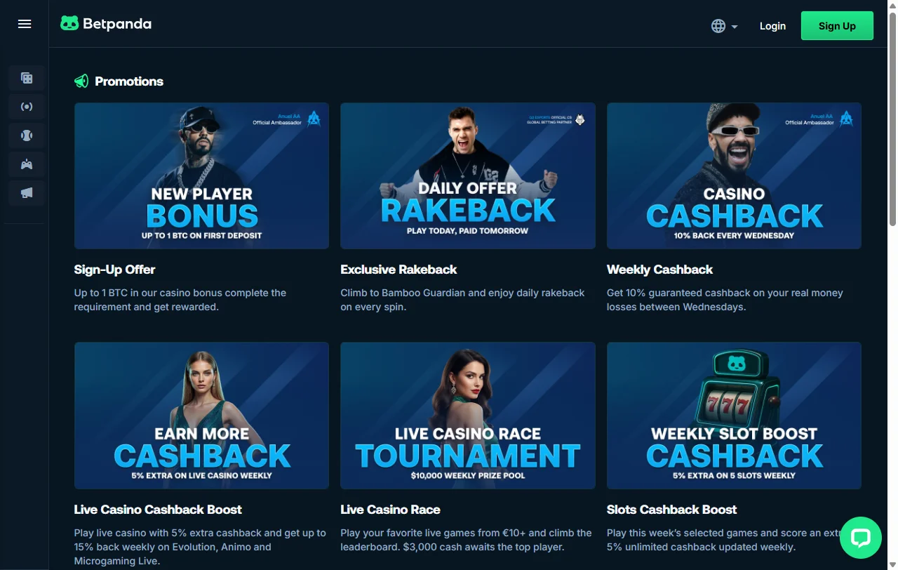 BetPanda Casino game selection featuring thousands of slots and table games from top software providers
