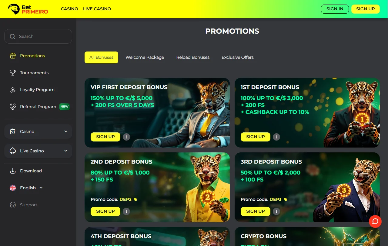 Online slots, table games and live dealer offerings available at BetPrimeiro Casino