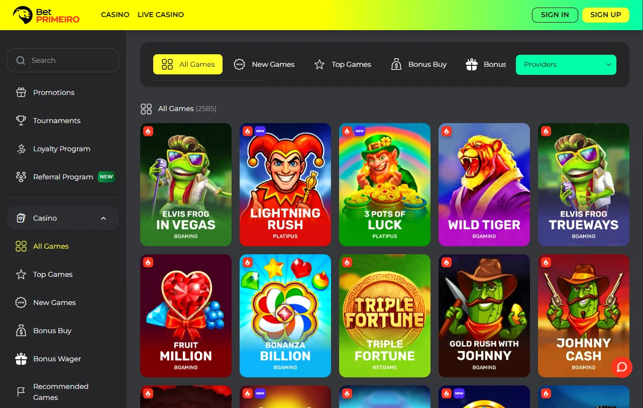 Welcome bonus promotions and ongoing offers featured at BetPrimeiro Casino
