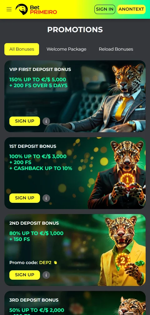 Deposit and withdrawal payment methods accepted by BetPrimeiro Casino in Australia