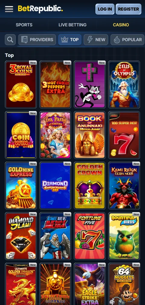 Banking options at BetRepublic Casino including Visa, Mastercard, e-wallets and cryptocurrency payment methods