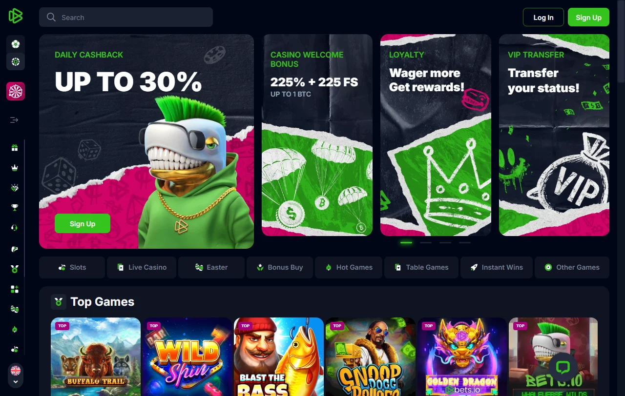 Bets.io Casino platform overview showing complete game library and account interface for Australia players