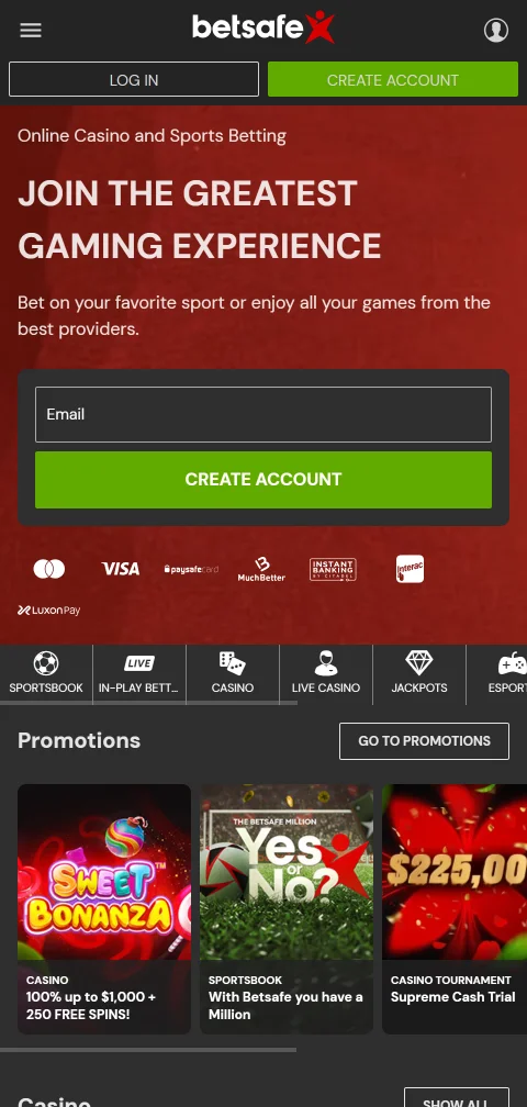 Betsafe Casino mobile browser gaming experience and responsive design