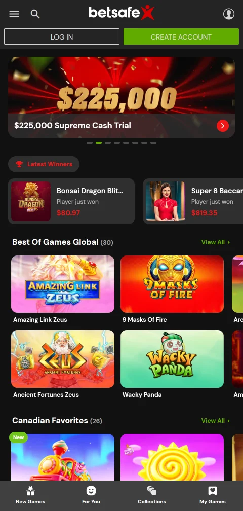 Deposit and withdrawal payment methods accepted at Betsafe Casino