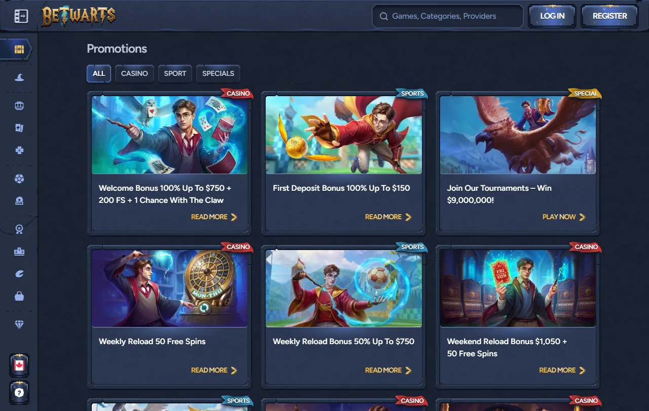 Welcome bonus promotions and deposit incentives offered by Betwarts Casino for new players