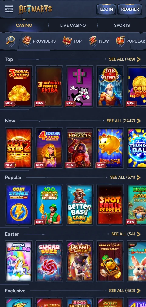 Payment processing and withdrawal methods available through Betwarts Casino mobile platform