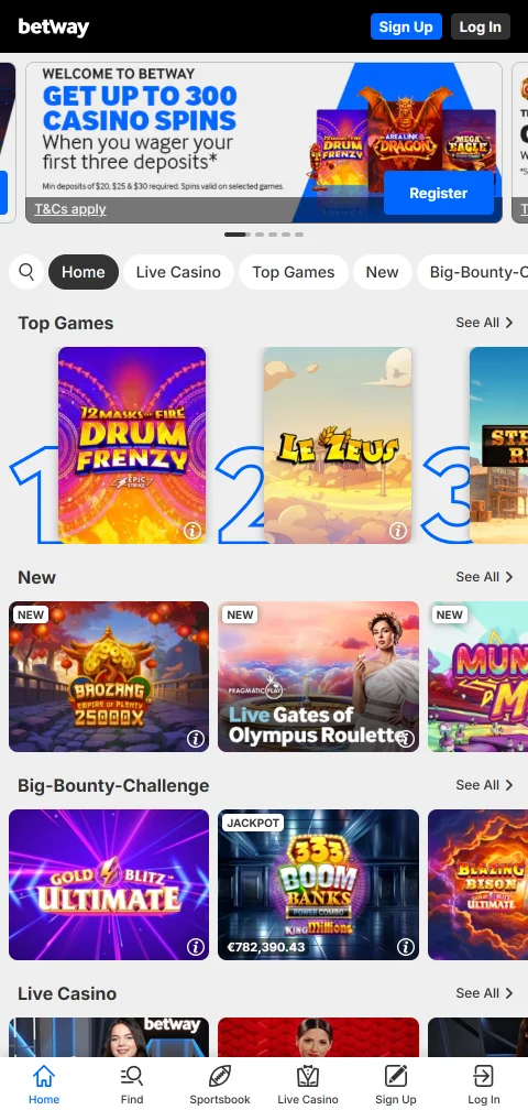 Betway Casino mobile gaming experience with responsive design, full game access on iOS and Android devices