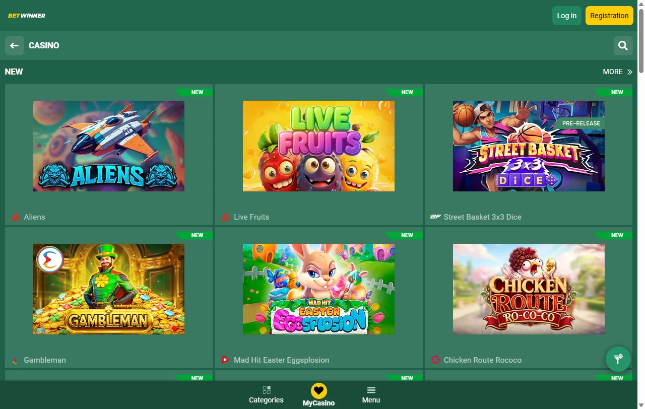 Extensive game selection featuring Pragmatic Play, Evolution Gaming, and 50+ software providers at BetWinner Casino