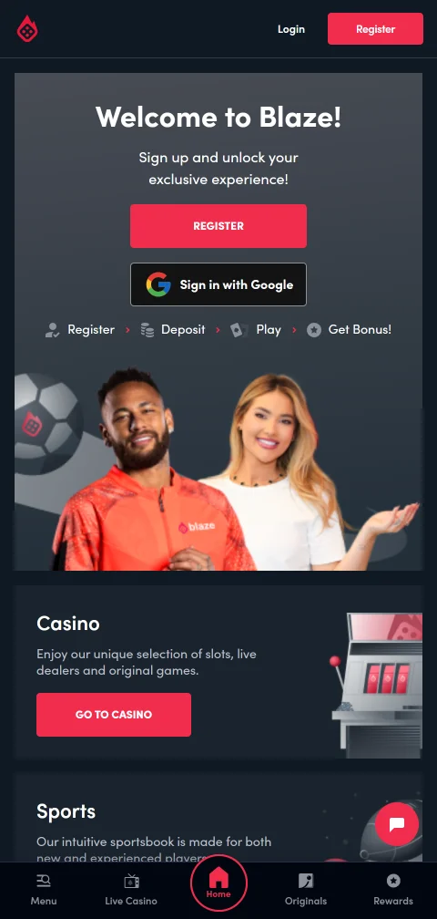 Blaze Casino mobile gaming platform with responsive design for iOS and Android browsers