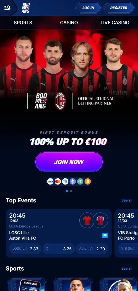 Boomerang Casino mobile app and responsive browser design enabling full gaming access on iOS and Android devices