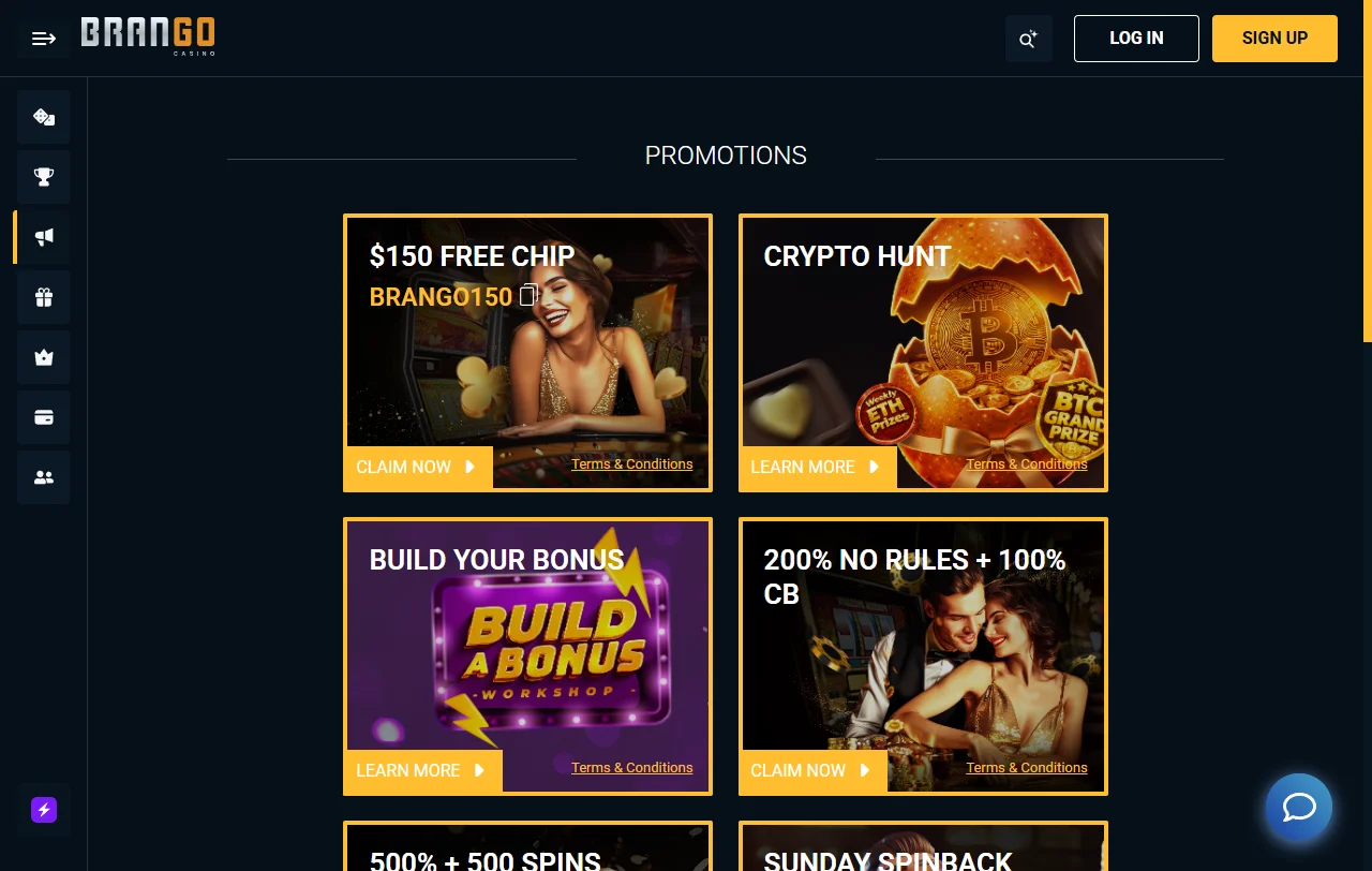 Welcome bonus structure and promotional offers available at Brango Casino for new players