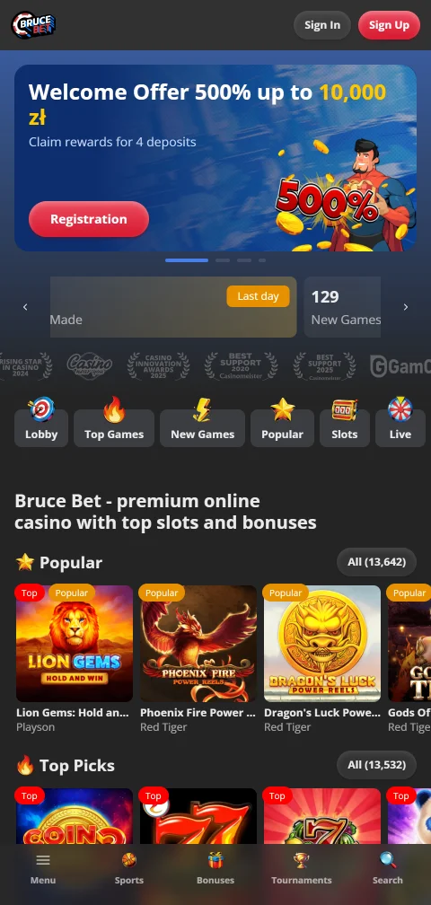 BruceBet Casino mobile gaming interface optimised for iOS and Android smartphone compatibility