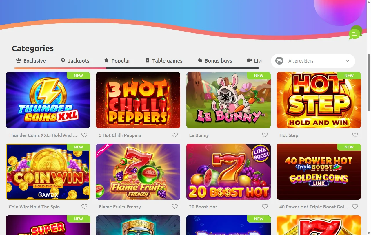Slot games, table games and live dealer entertainment available at Cadoola Casino