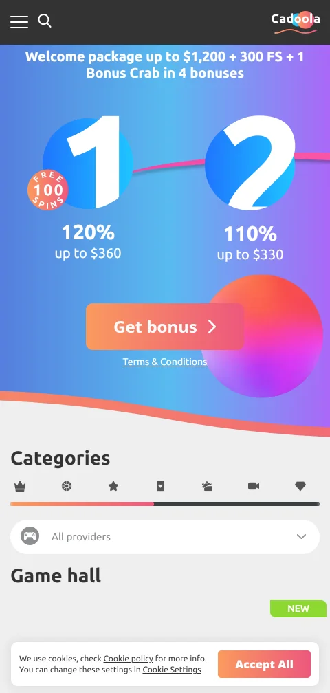 Cadoola Casino mobile browser gaming experience and responsive platform design