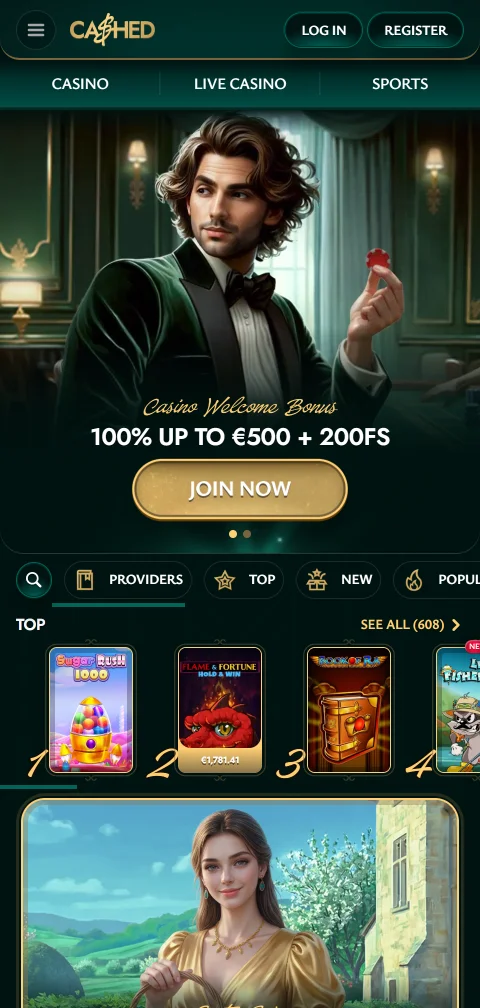 Responsive Cashed Casino mobile platform providing full game access and account management on iOS and Android devices