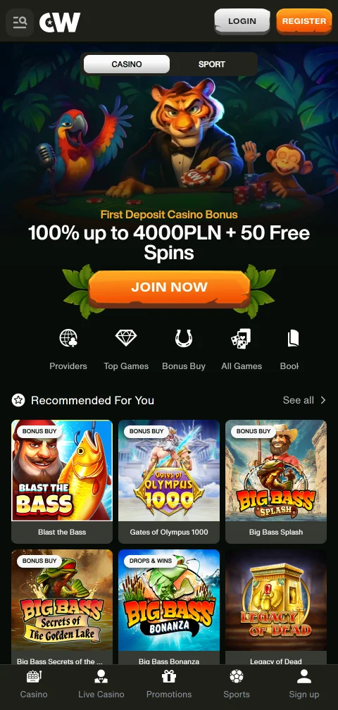 CashWin Casino mobile platform accessible via responsive browser on smartphones and tablets