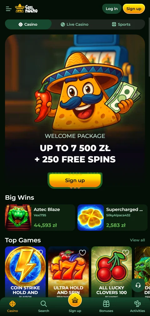 Casinacho Casino mobile browser platform accessible on iOS and Android devices with responsive design