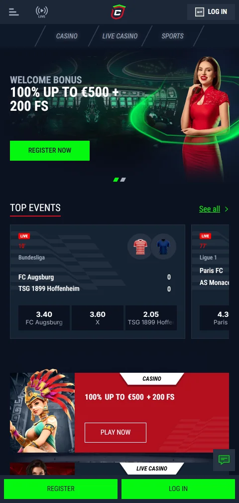 Casinado Casino mobile platform providing full game access through responsive browser and native iOS/Android applications