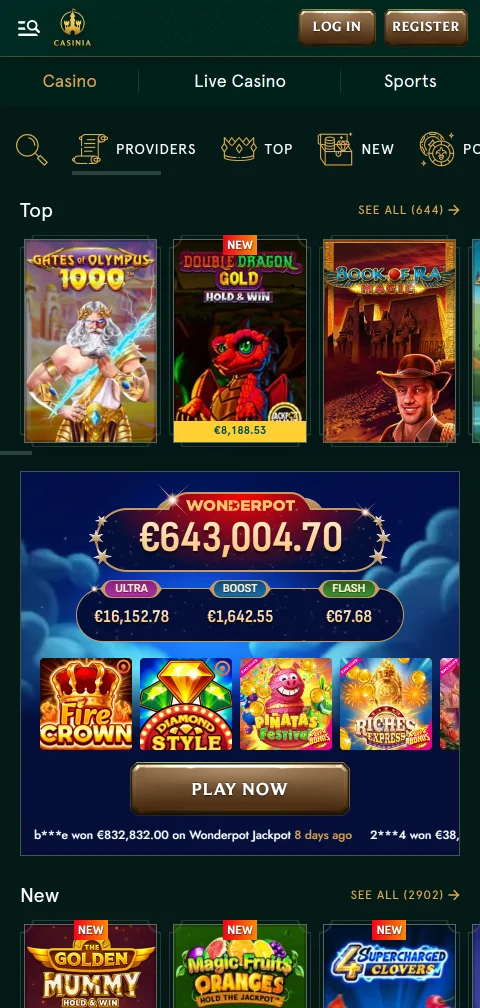 Casinia Casino security information and licensing details visible on mobile platform for player protection verification