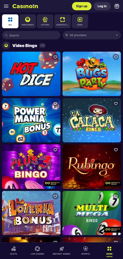 Deposit and withdrawal banking options available through CasinoIn Casino mobile platform